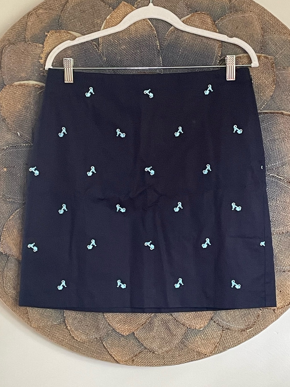 Talbots Canvas Cotton A-Line Skirt in Embroidered Scooter